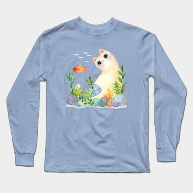 Aquarium Cat Long Sleeve T-Shirt by ShangheeShin
